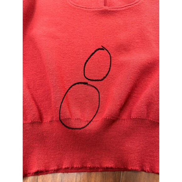 Vintage 80s Womens Mock Neck Sweater Small Rust Micro Floral Embroidered Fall - Picture 16 of 16